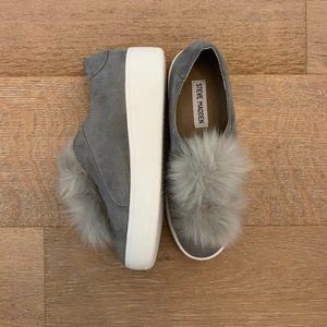 Steve Madden Puffball Platform Sneaker Grey